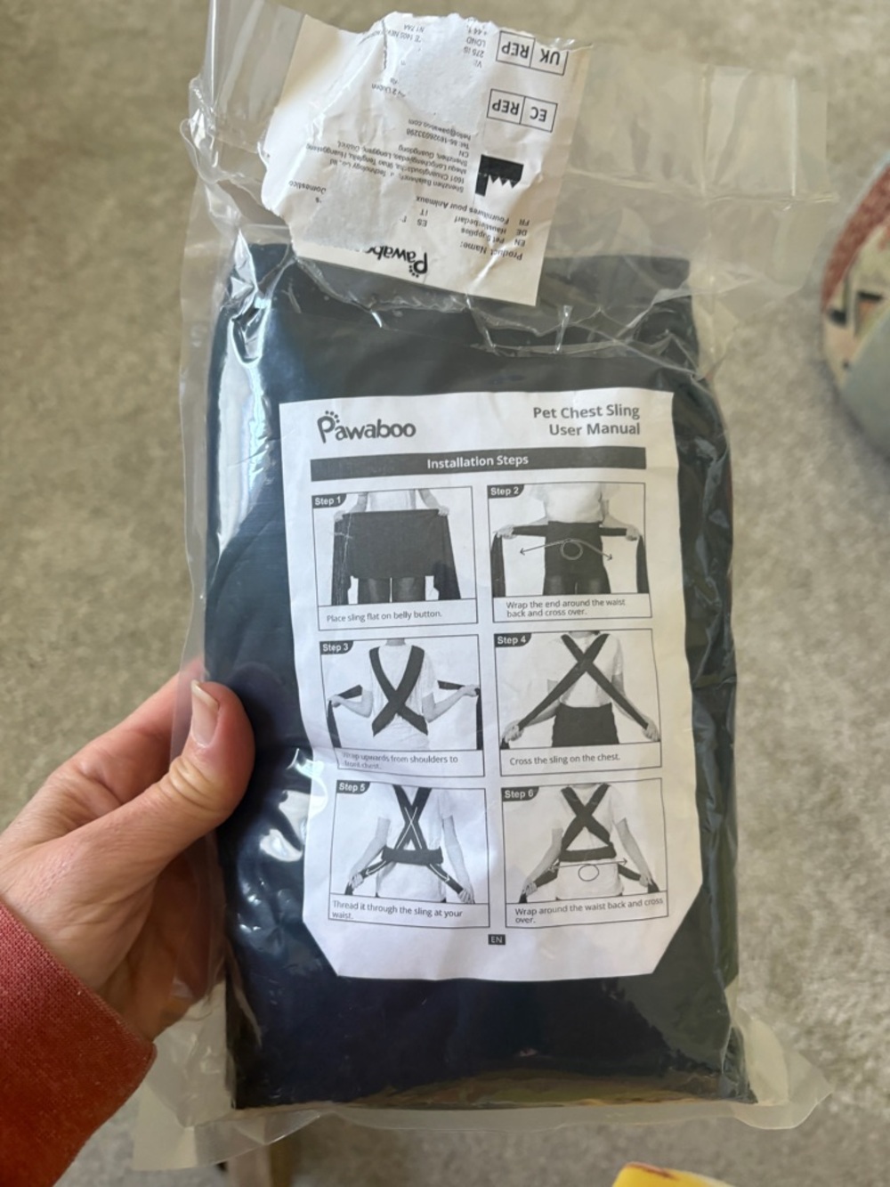 Pawaboo Pet Sling Carrier, Hands Free Dog  Sling for Small Dogs and Cats NEW - Picture 6 of 8